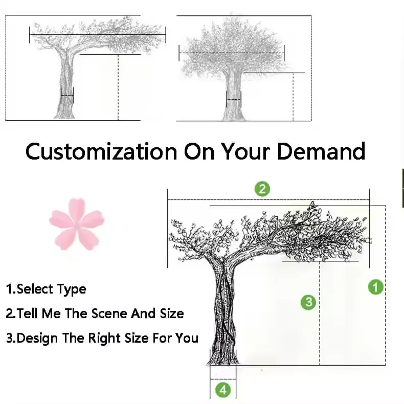 Large Artificial Cherry Blossom Tree Faux Sakura Tree Fake Big Peach Blossom Tree for indoor Wedding Romantic Decoration