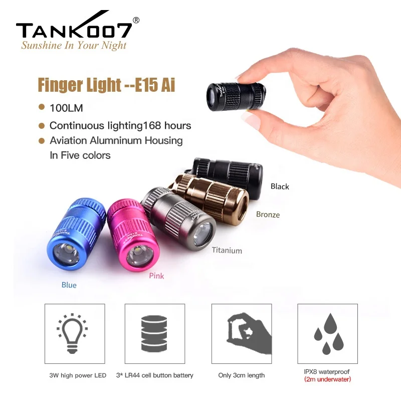 Tank007 promotional gift flashlight keyring mini torch led keychain with logo