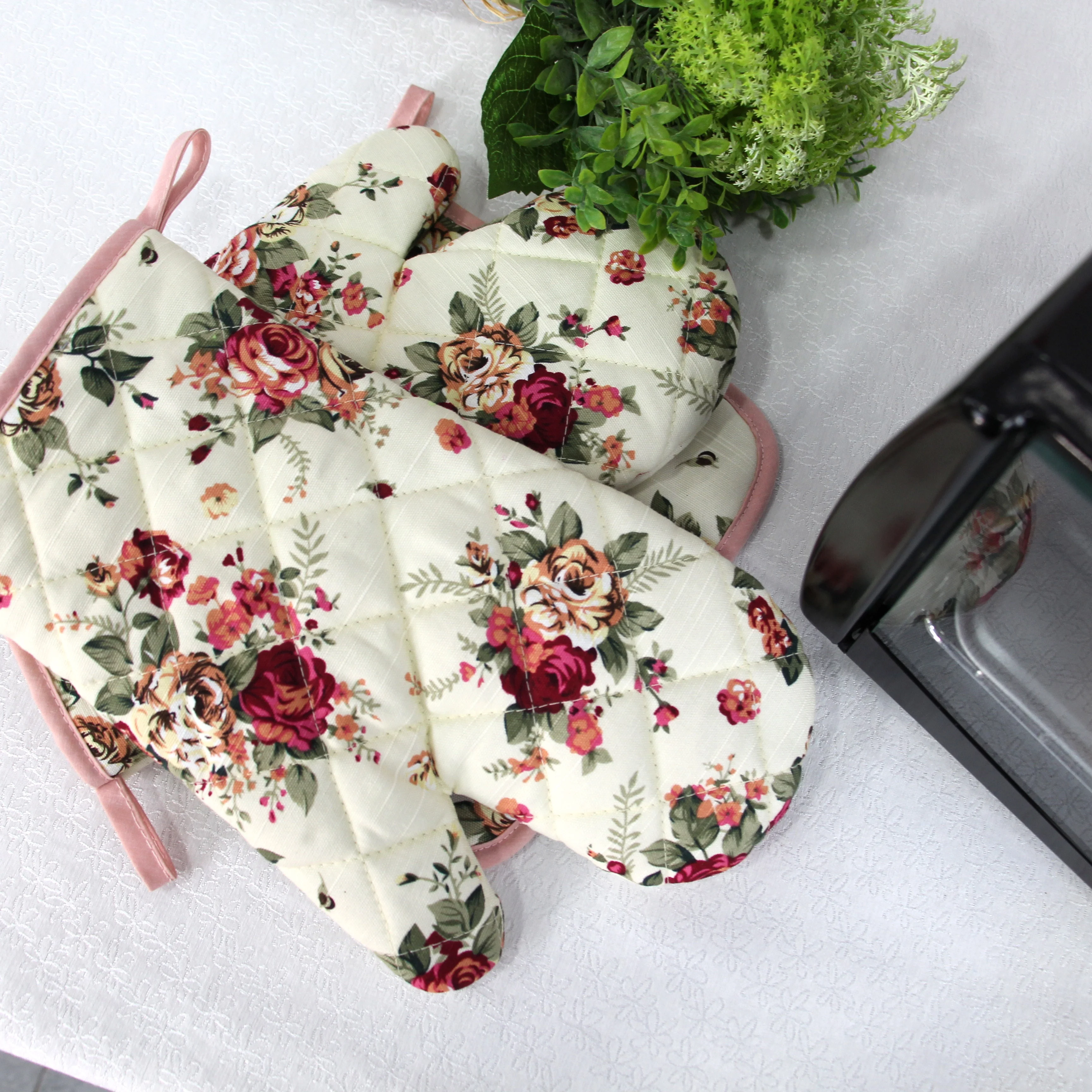 Long Sleeves Thick Silicone Heat Resistant Microwave Mitts Kitchen silicone oven mitts and pot holder set oven mitts