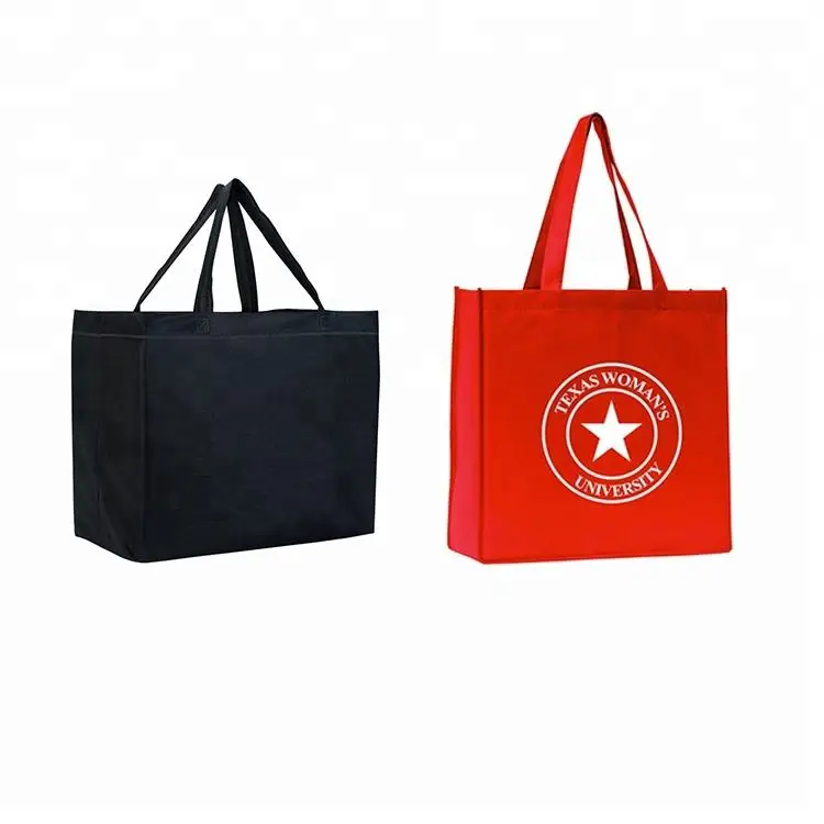 China Customized Eco Friendly Promotion Cheap Grocery colors Non Woven Reusable shopping bag wholesale bags With printed Logo