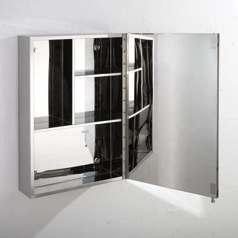 AOSMAY Modern Great Storage Space Stainless Steel Bathroom Mirror Cabinet