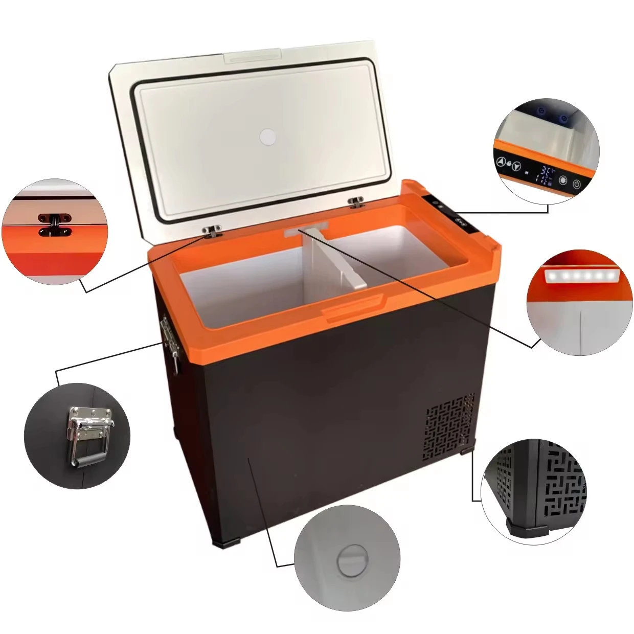 Dual-Zone Solar Powered 12V 24V ABS Material Refrirator Freezer with Compressor for Home or Remote Areas