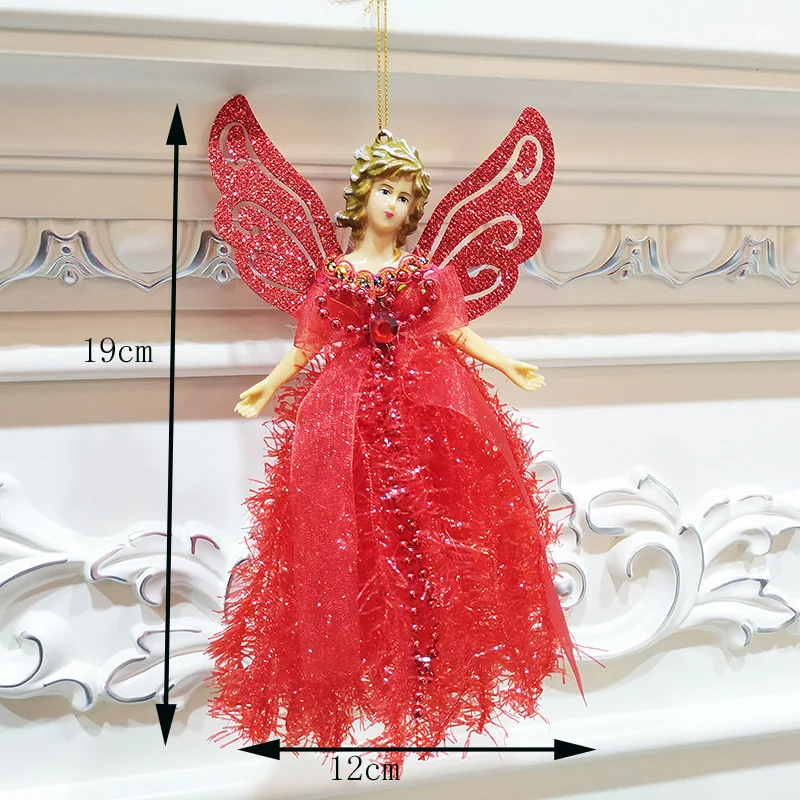Christmas angels treetop decoration Hanging Angel Doll Ornaments Angel Princess for Christmas Tree Pendant With Silver Wings