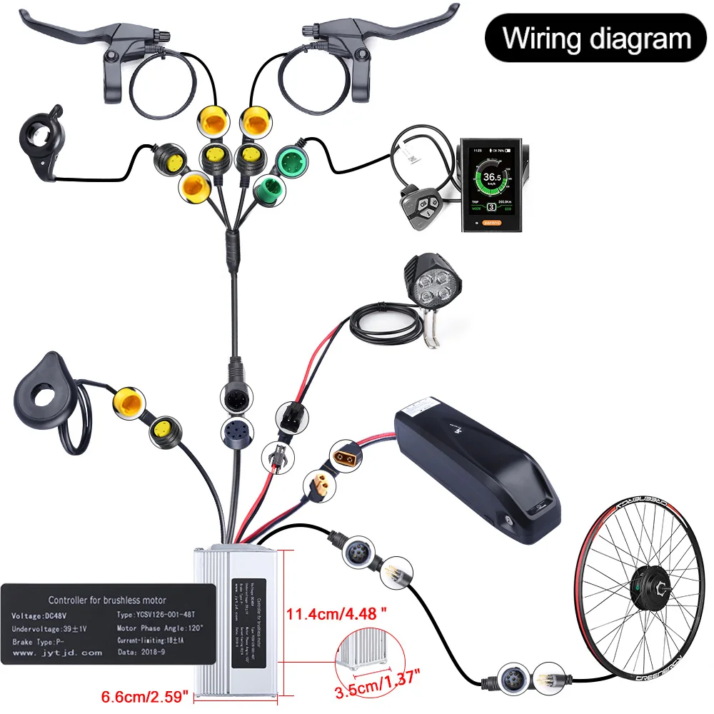 Akkubici Ebike Bafang 48V 500W Geared Hub Motor Rear Wheel Drive Ebike Motor Conversion e-bike Kit for Freewheel with Display