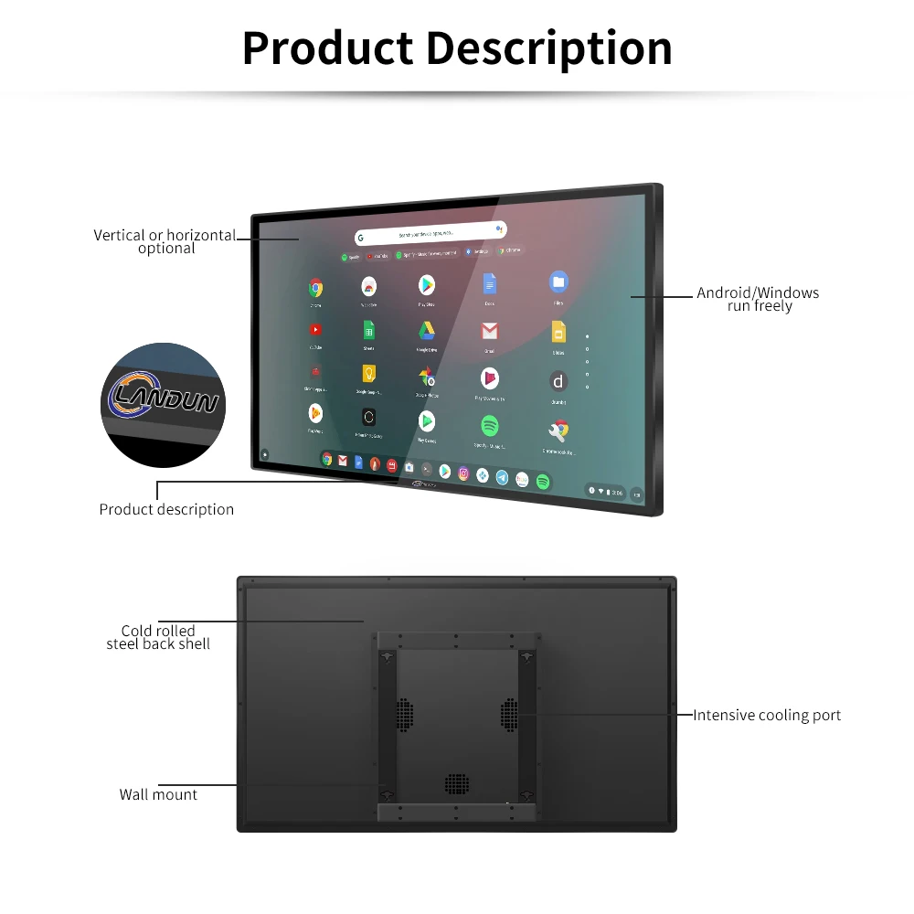 23.6 27 Inch Wall-mounted Android System  LCD Advertising Displays Digital Signage Android Player