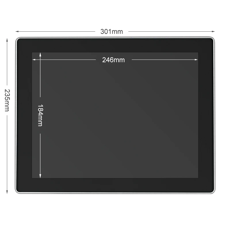 12 / 12.1 inch industrial panel PC Square touch screen with Fanless HMI VGA Aluminum Frame ip65 waterproof wall embedded