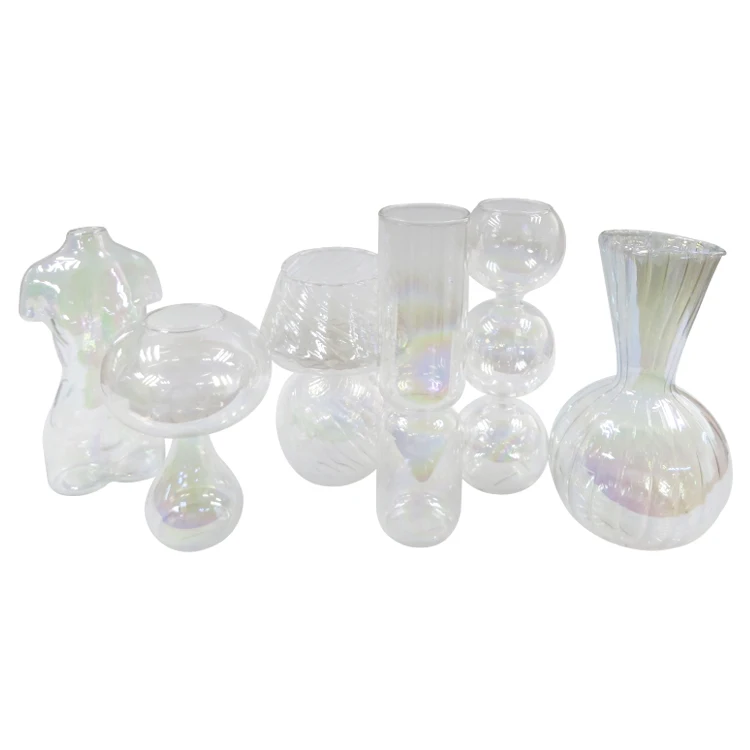 Glass Flower Vase Manufacturer Blue Borosilicate Glass Vases For Table Home Decoration Wedding