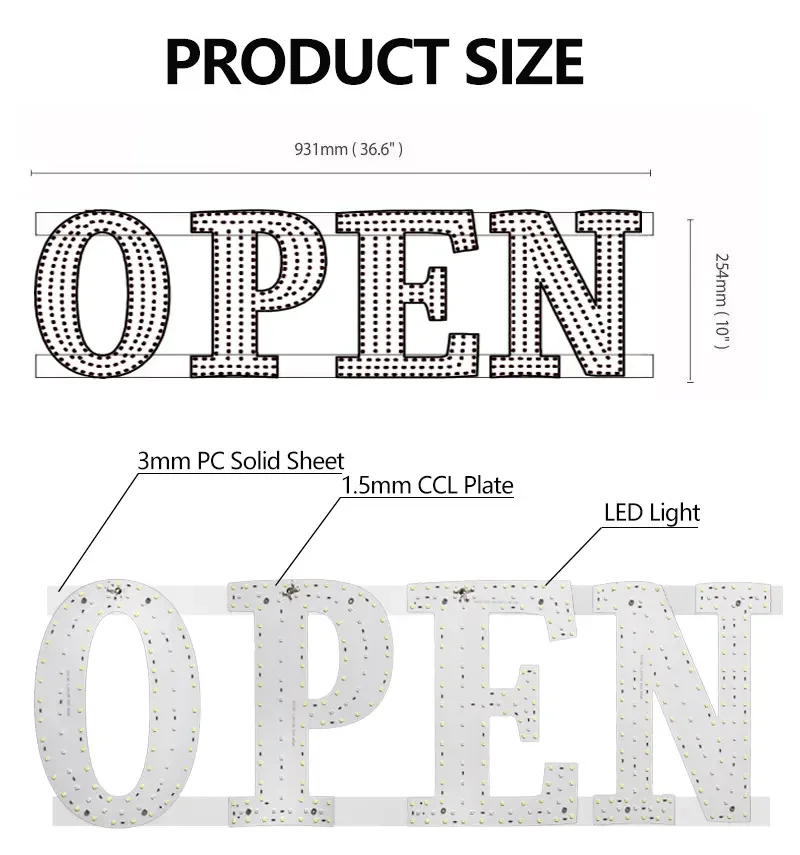 Custom LED Sign Single or Double Side Ultrathin Electronic Open Sign for Hookah Shop Store Decoration