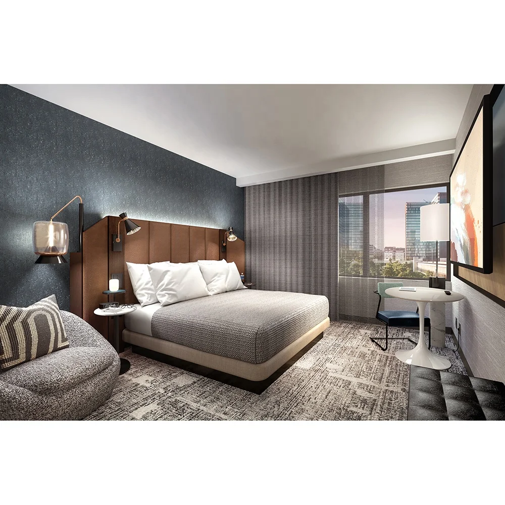 Tempo By Hliton Relaxing Hotel Guest Room Furniture King Premium Hotel Bedroom Sets