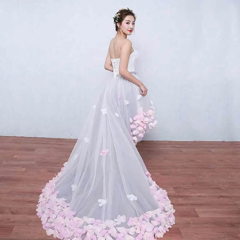 2020 Hot Sale   Romantic Handmade Petals Dress Short or Tail Bride wedding dress