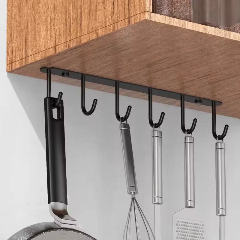 Lazy Bear factory Direct Sales 304 Stainless Steel Household Cabinet Underneath Hook Kitchen Mug Non Punching Hook Bracket