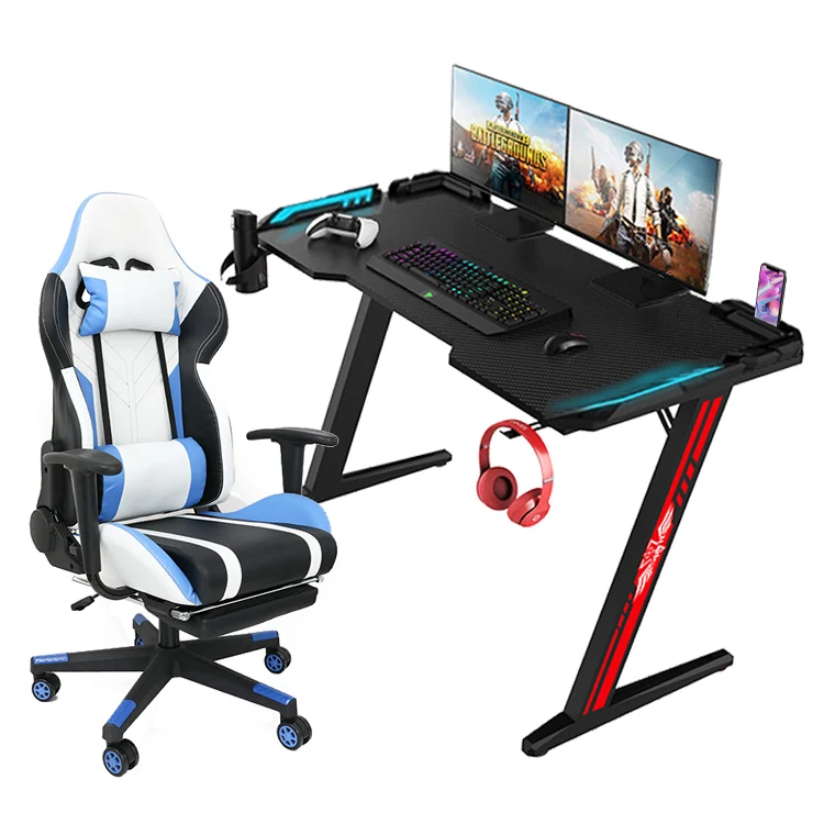 Factory Wholesale Pc Gamer desk With Led Light Esports Gaming Table Rgb Gaming Desk