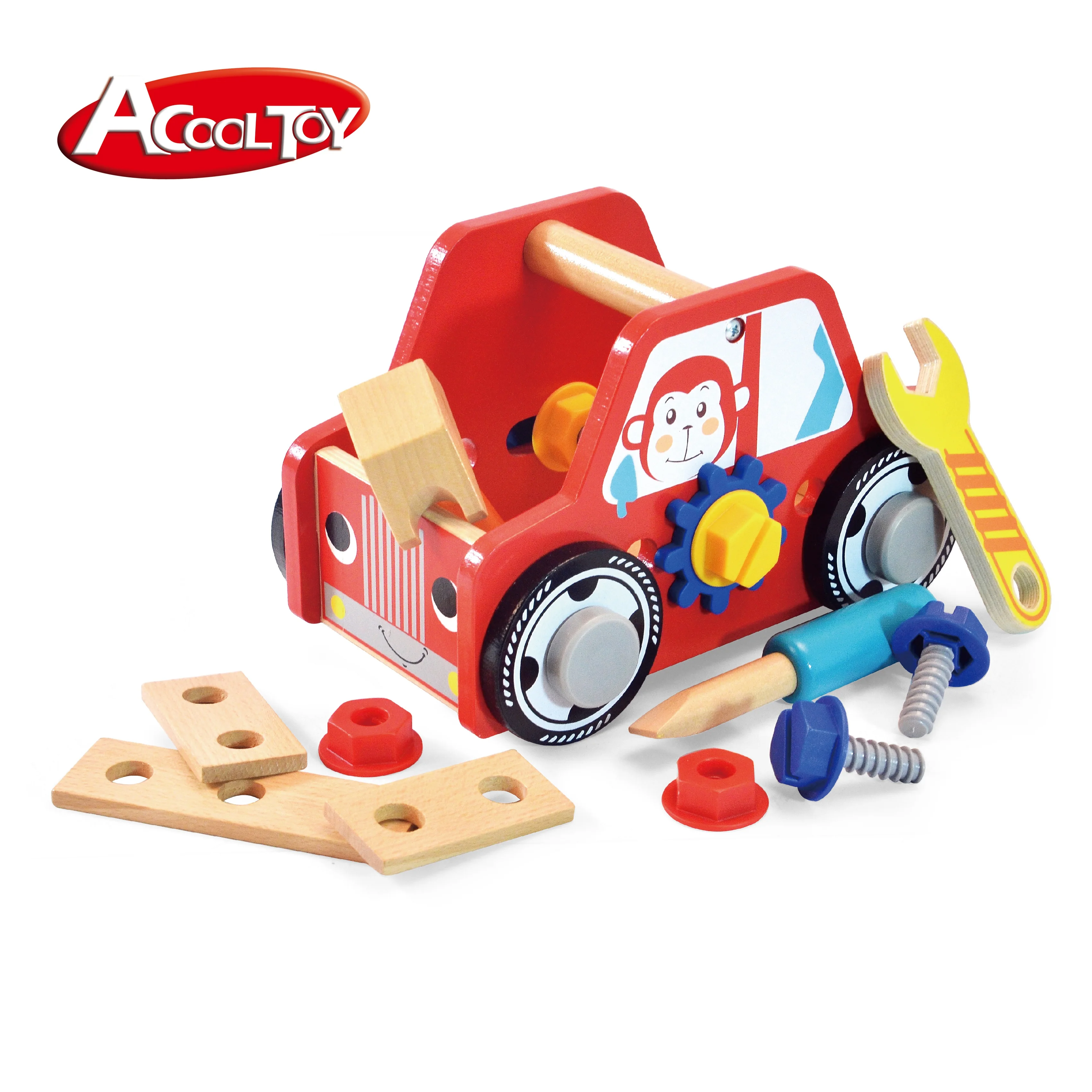 Kid early educational toy  learning wooden  construction vehicle toy
