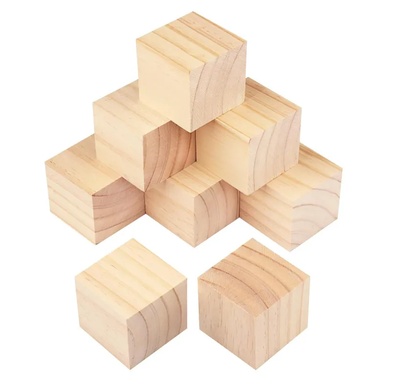 Personalized Handmade Unfinished Pine Wood Cubes Wooden Blocks For Crafts,Paint, Stamp, Decorate, DIY Projects