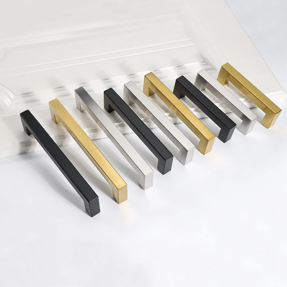 Rhetech T Shaped Bar Solid Brass Furniture Hardware Pulls Polygon Hexagon Kitchen Cabinet Copper Handles