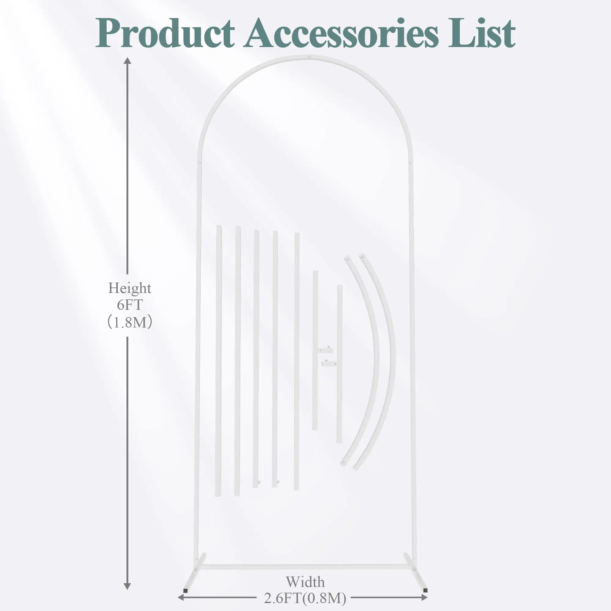 Birthday Party Supplies Bridal Background Decoration 6.6x3.3FT Metal White Gold Wedding Arch Backdrop Stand Balloon Arched Frame