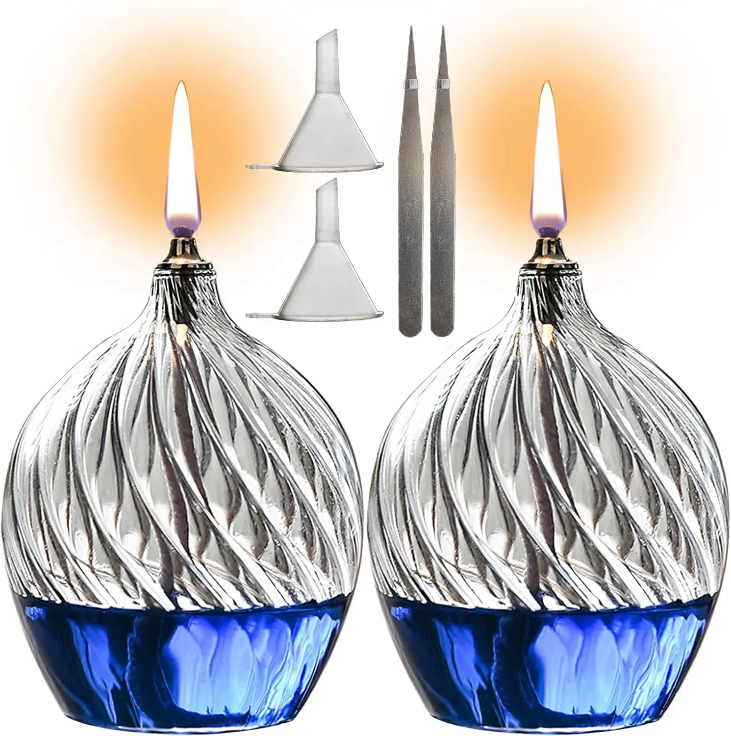 Custom Top Creative Clear Striped Glass Kerosene Lamp Oil Candle