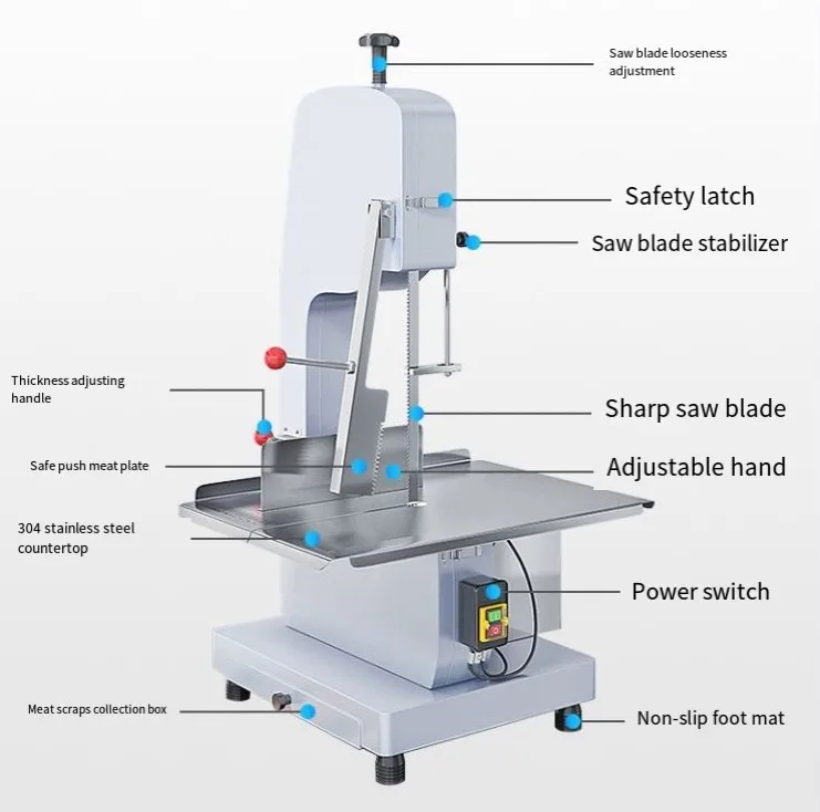 RY250 meat machine meat bone cut saw machine with 6pcs saws 1650mm 1.5KW 2HP manual bone saw 110V/220V