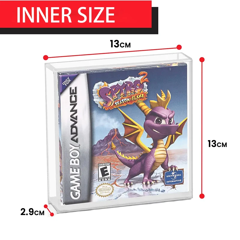 Custom Acrylic Video Game Box Protector Compatible for Game Boy and Game Boy Advance GB/GBA Display Box