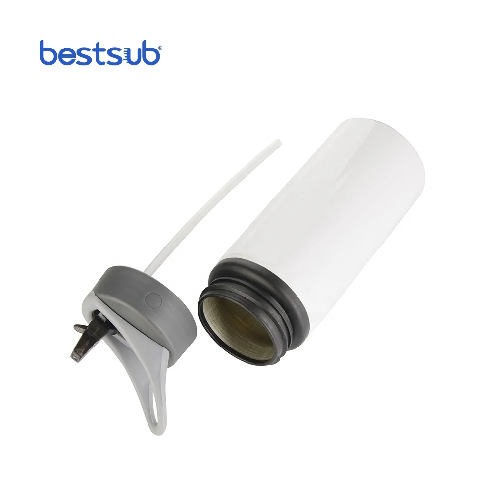 Wholesale Custom Sublimation blanks 22oz 650ml  Sports Aluminum Travel Water Bottles with Handle White BLH6-W