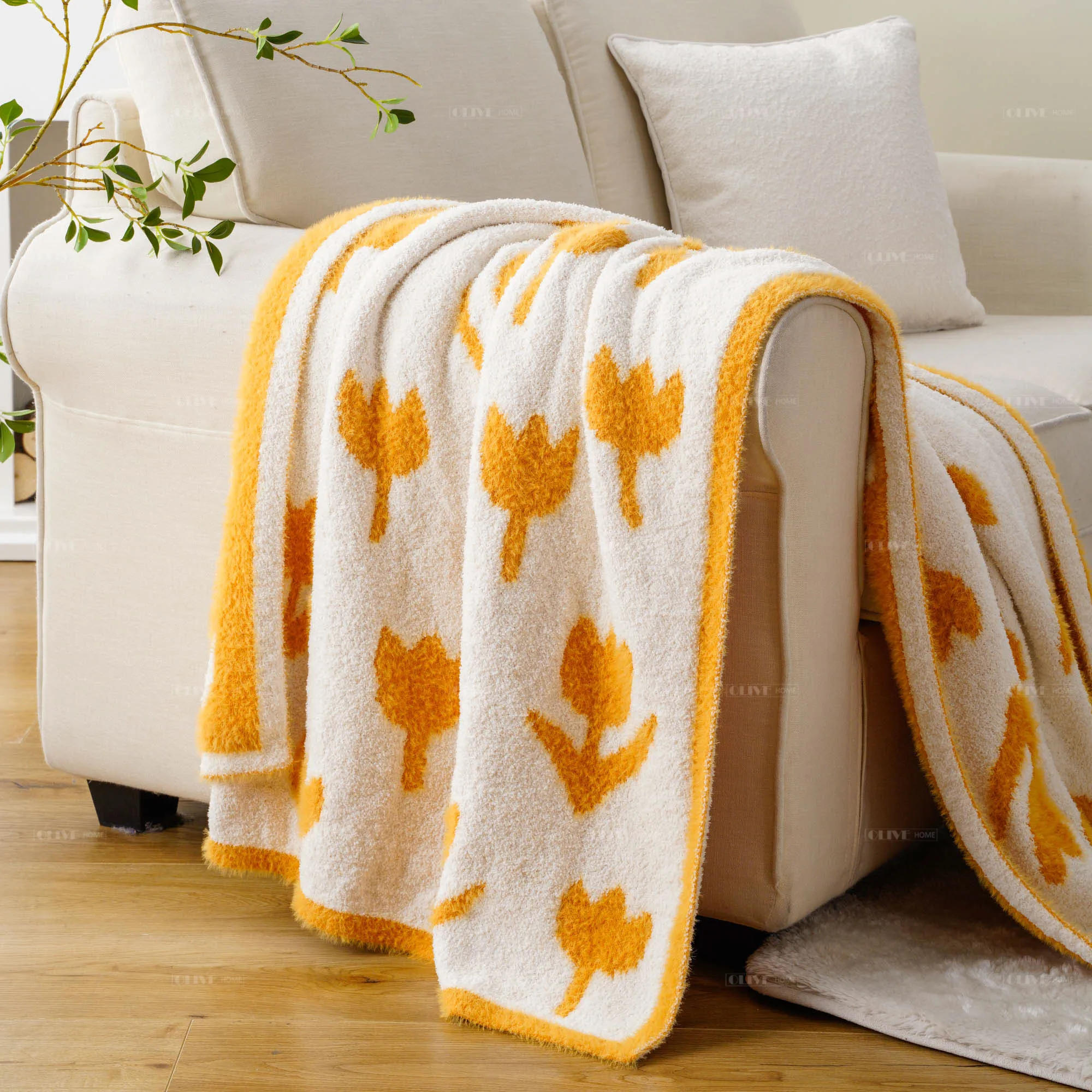 Microfiber Feather Yarn Ultra-Soft Fuzzy Pink Reversible Heavyweight Knitted Checkered Sofa Cover bed Throw Blankets