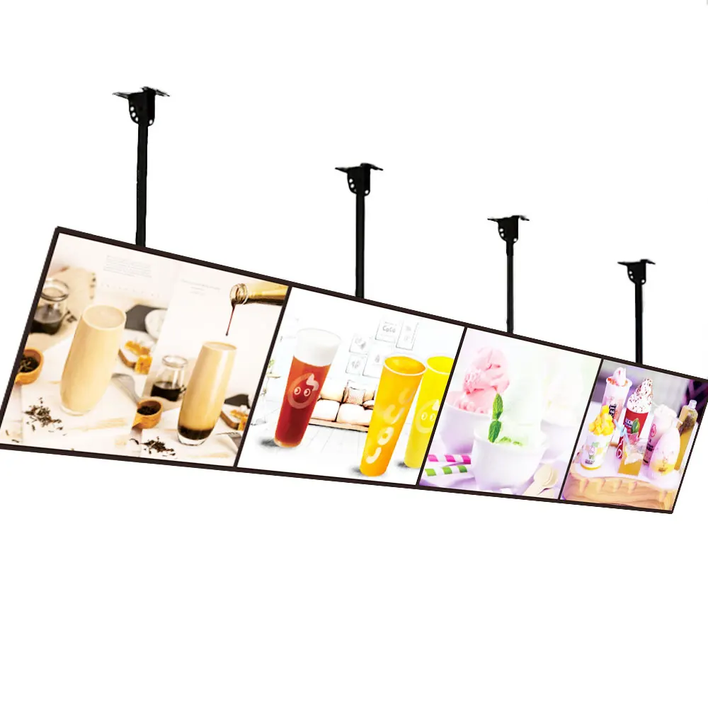 LED Power-saving Aluminum Frame Menu Board Tempered Glass Hanging Restaurant Shop Advertising Light Boxes
