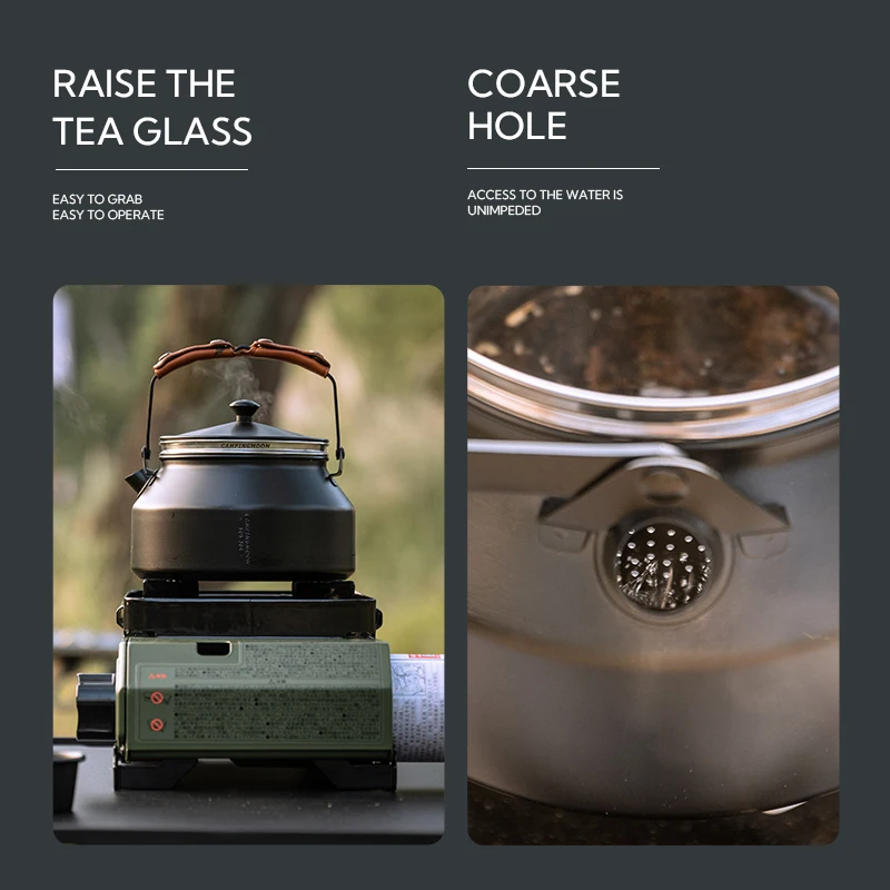 Campingmoon camping water kettle tea infuser outdoor cooking stainless steel tea filter