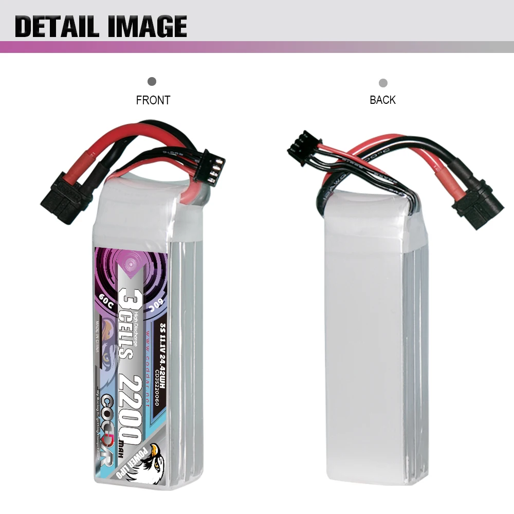 CODDAR RC LiPo Battery 3S 2200MAH 11.1V 60C XT60 FPV Drone Quads Helicopter Air Wing  AeroPlane QuadCopter MultiCopter RC Boat