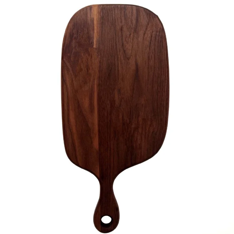
Black walnut wood steak serving plate cutting board pizza board with handle 
