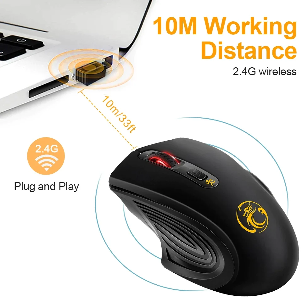Wireless Mouse USB Computer Mouse Silent Ergonomic Mouse 2000 DPI Optical  Gamer Noiseless Mice Wireless For PC Laptop