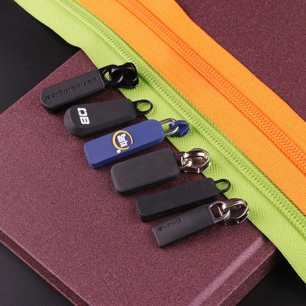 
YUANXING Black Plastic Tag Custom Logo Zip Pullers Zipper Sliders For Garment Bag 
