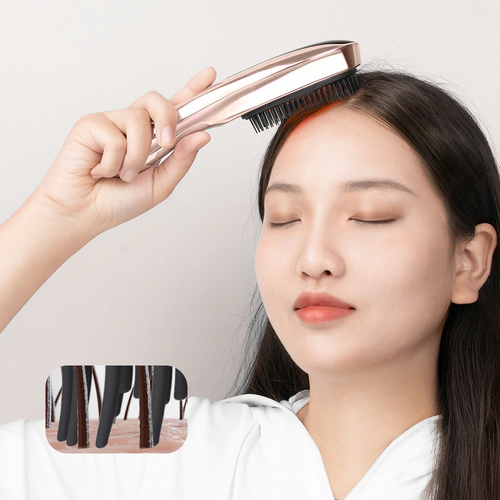 Home Use Anti Hair Loss Head Scalp Massage Therapy Device Hair Growth Red Light EMS Micro Current Electric Hair Comb