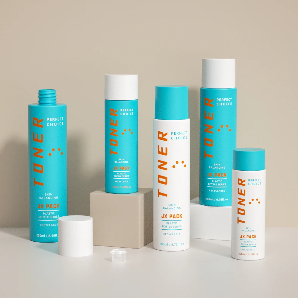 hot selling Blue matte cosmetic PET plastic toner bottle toner container 100 ml