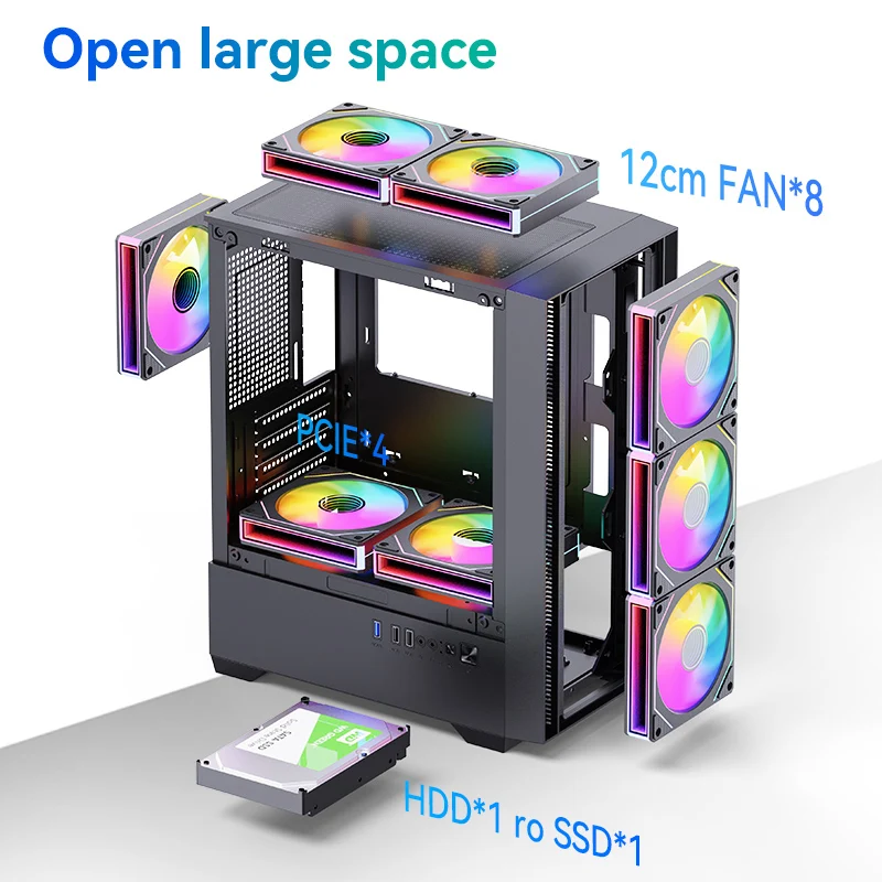 SNOWMAN Factory OEM Gaming Computer Case Mirco ATX PC Case HDD USB3.0 Tempered glass computer case & Towers Gaming Chassis