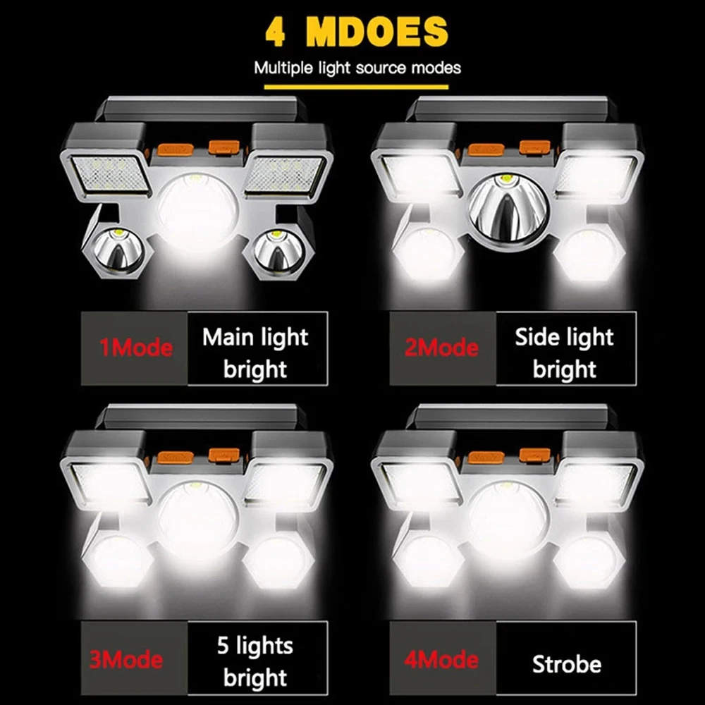 5LED 500 м для охоты бега пеших прогулок ip65 водонепроницаемый 18650 перезаряжаемый usb светодиодный фонарик фары