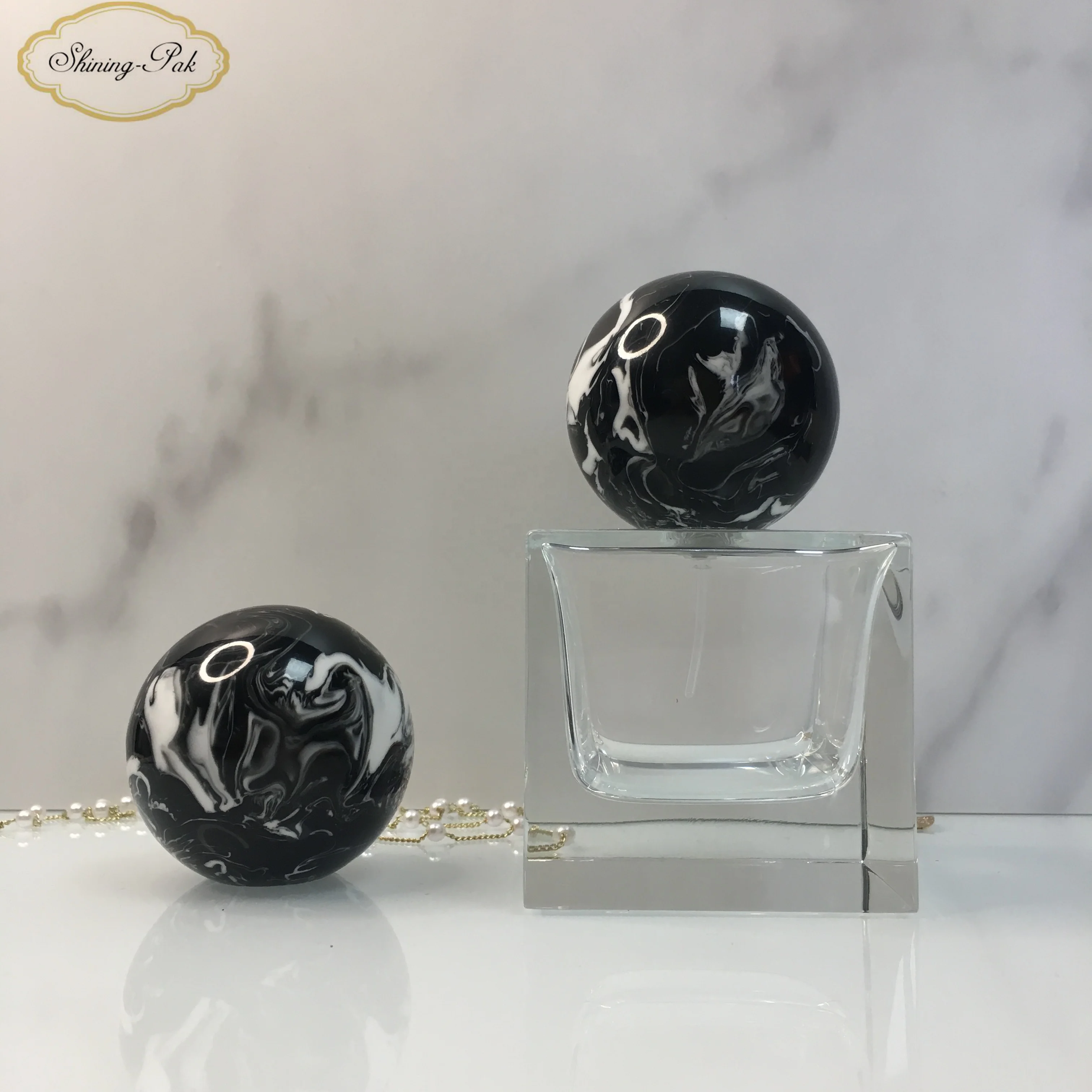 Bottle Cap Manufactures Provide Marble Style Perfume Bottle Round Cap