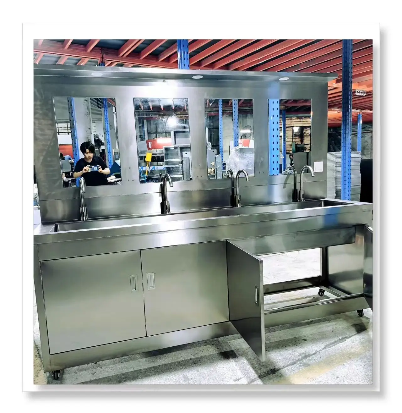 Hot sale fabrication sheet metal stainless steel laboratory furniture medical cabinet with sink