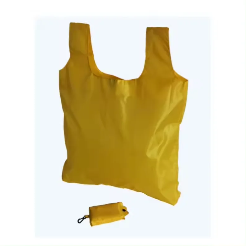 Wholesale Custom Logo Grocery Eco-friendly Pouch Foldable Ripstop Carry Nylon Bags Reusable Folding Polyester Shopping Bag