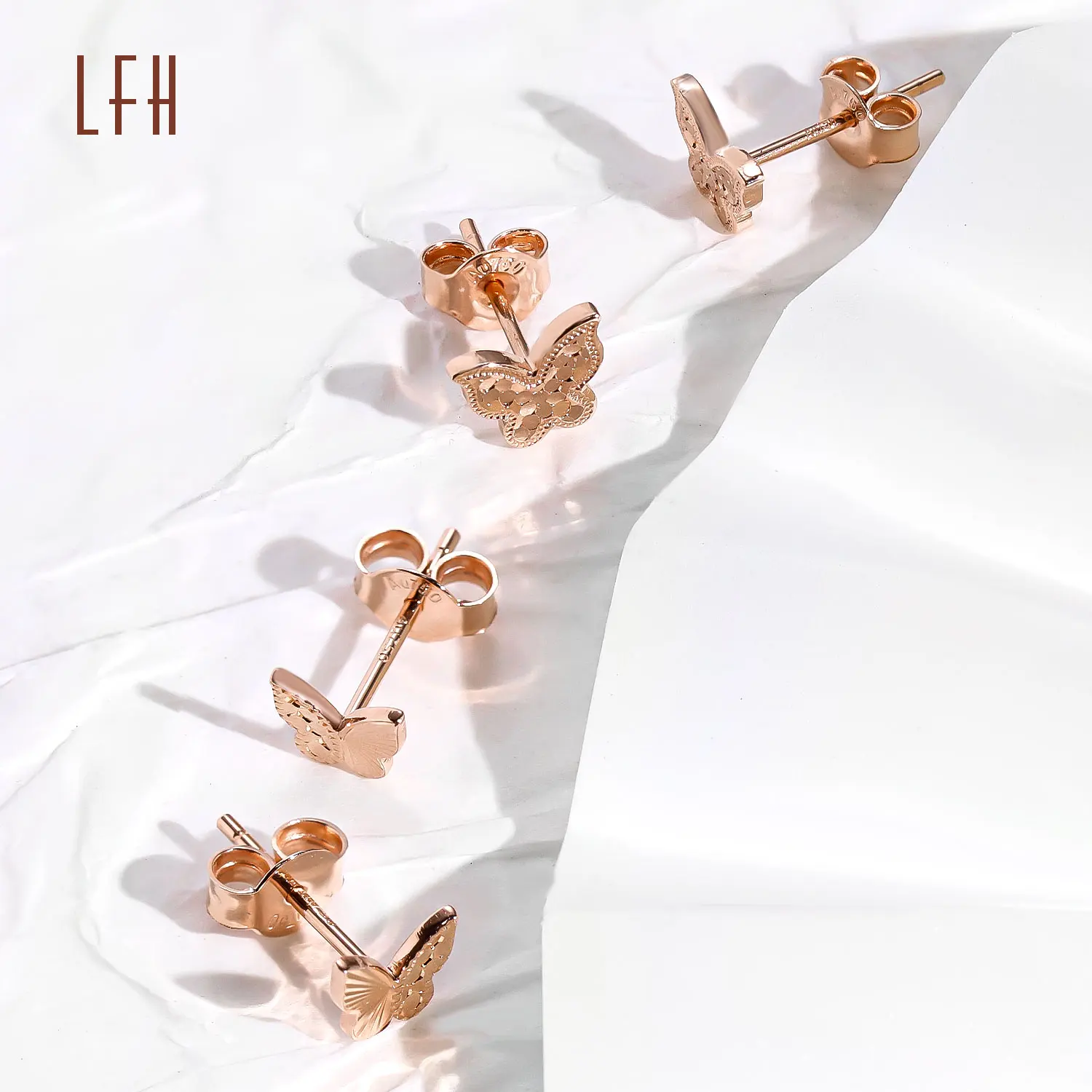 Wholesale Butterfly Stud Earrings Butterfly Earrings Au750 Gold 18k Real Oro 18k Original Saudi Gold Jewelry Pawnable 18k