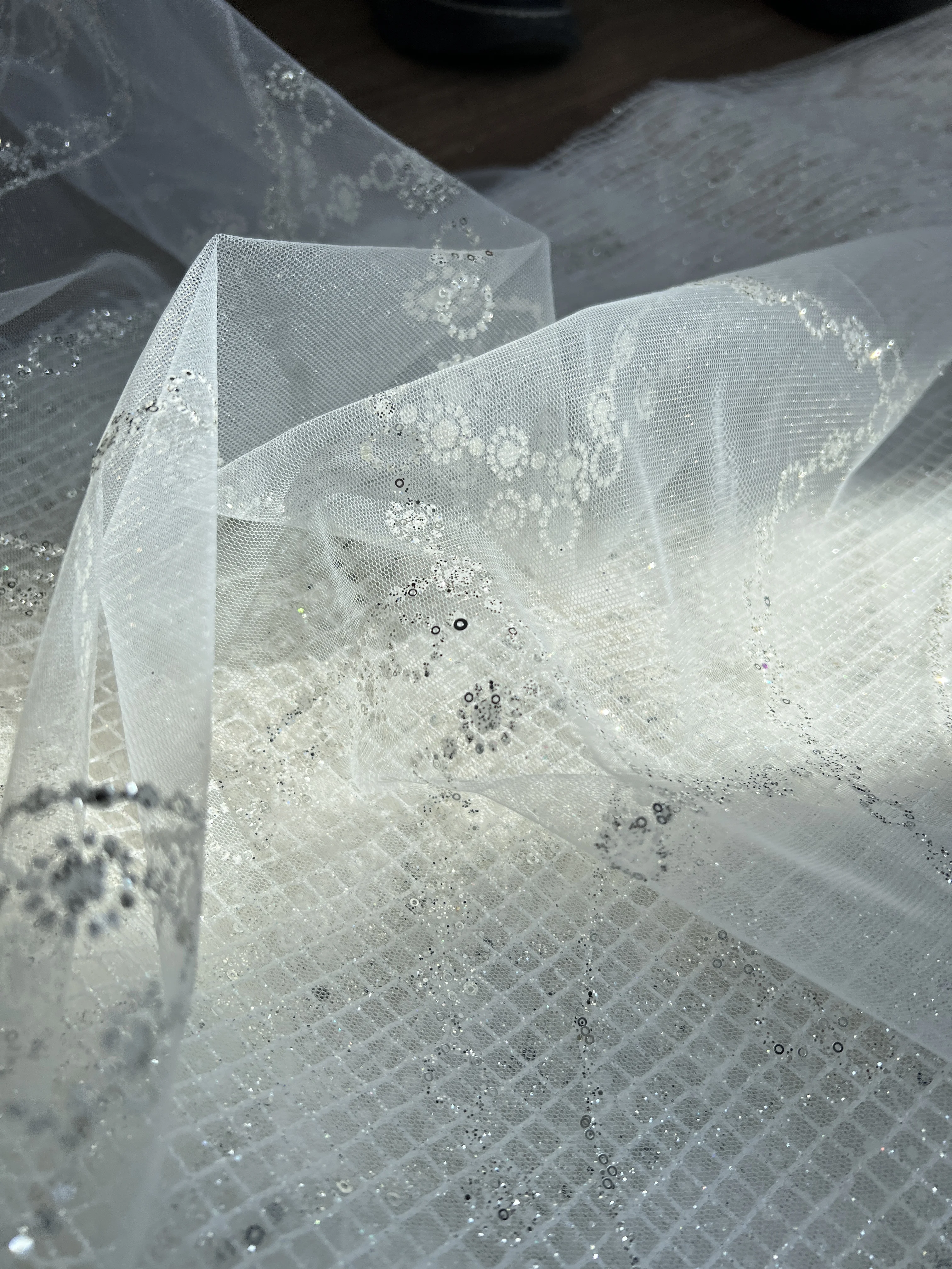 wedding dress white luxury tulle sequin bridal lace fabrics beaded materials embroidery lace  high quality nice design