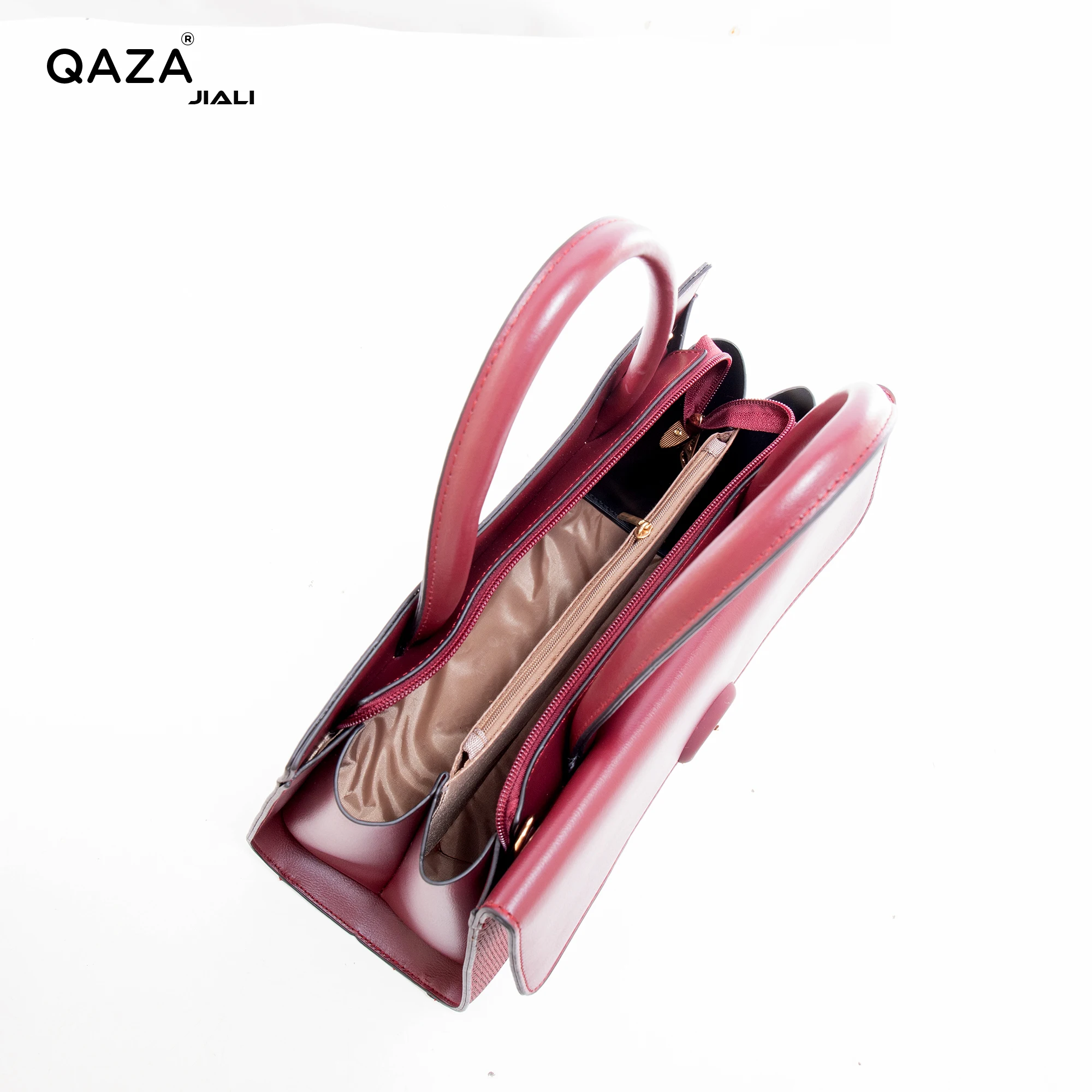 Jiali QAZA Luxury woman tote handbag fashion tote bag wallet and Zipper  PU Leather Tote Bag For Women