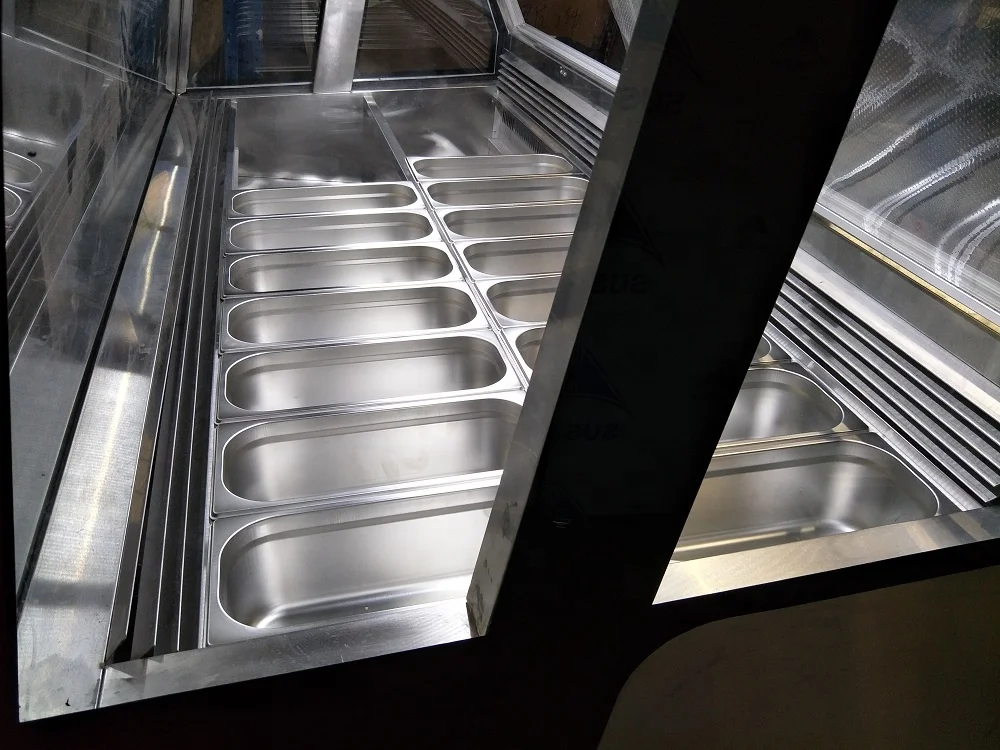 ICEWINTOP Outdoor Commercial Gelato Display Cabinet Customize 24 Pans  Ice Cream Showcase