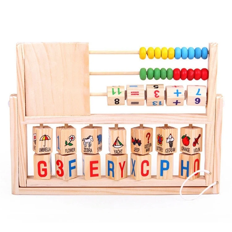 
Wholesale montessori arithmetic wooden alphabet abacus learning math with clock educational wooden abacus beads toys for kids 