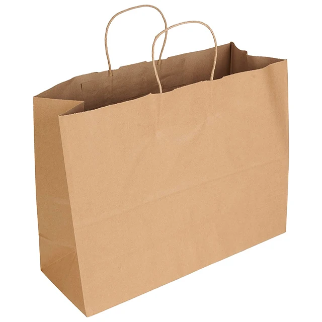 Square ribbon white thank you clothing gift jewelry shopping envelope wholesale price brown kraft size big paper bag with handle