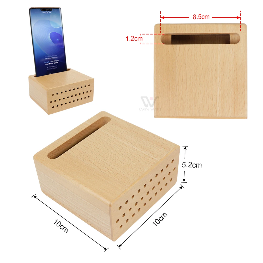 Mini Loudspeaker Wood Phone Loudspeaker Sound Amplifiers Wooden Wireless Speaker Mobile Phone Stand Holder