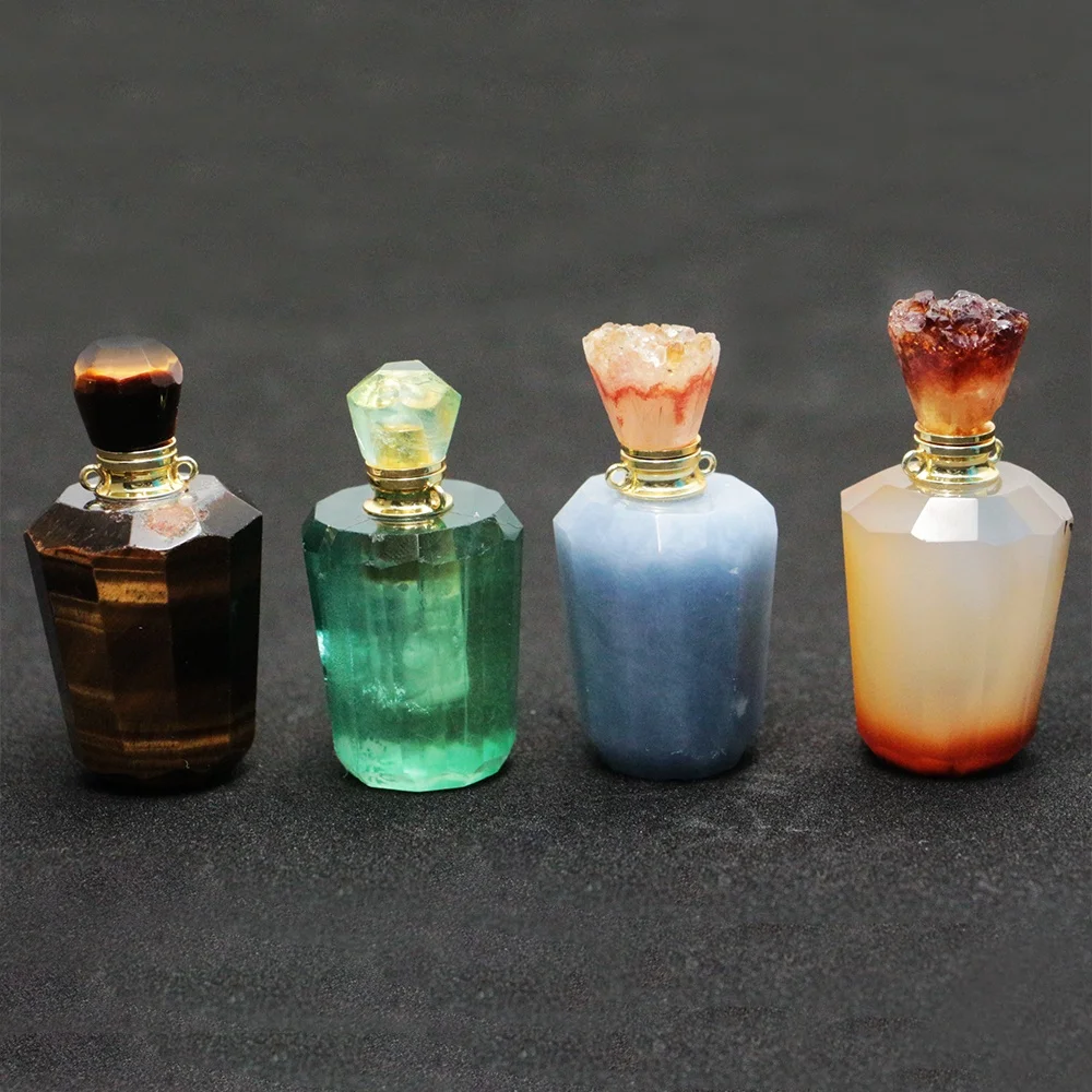 LS-A067 trendy perfume bottle pendant fluorite pendant,citrine, blue lace agate,tiger eyes charm pendant gemstone hot selling