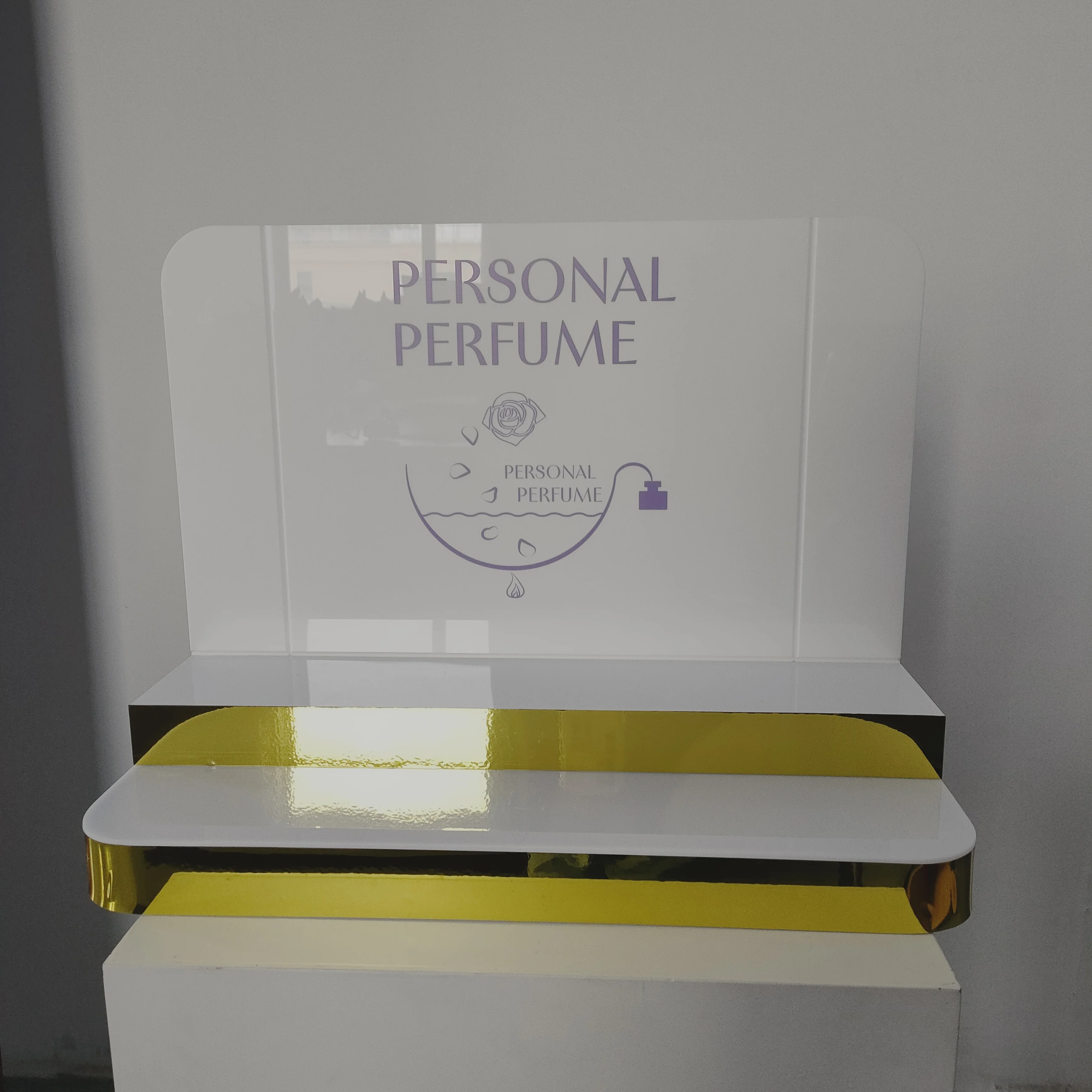 High Quality Customize Acrylic Display Cosmetic Product Display Stands Luminous Two-Layer Perfume Display Rack