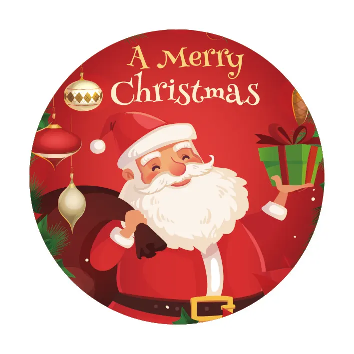 Happy Christmas Customized Festival Label Stickers Round Waterproof Labels Custom Logo Labels Coated Paper