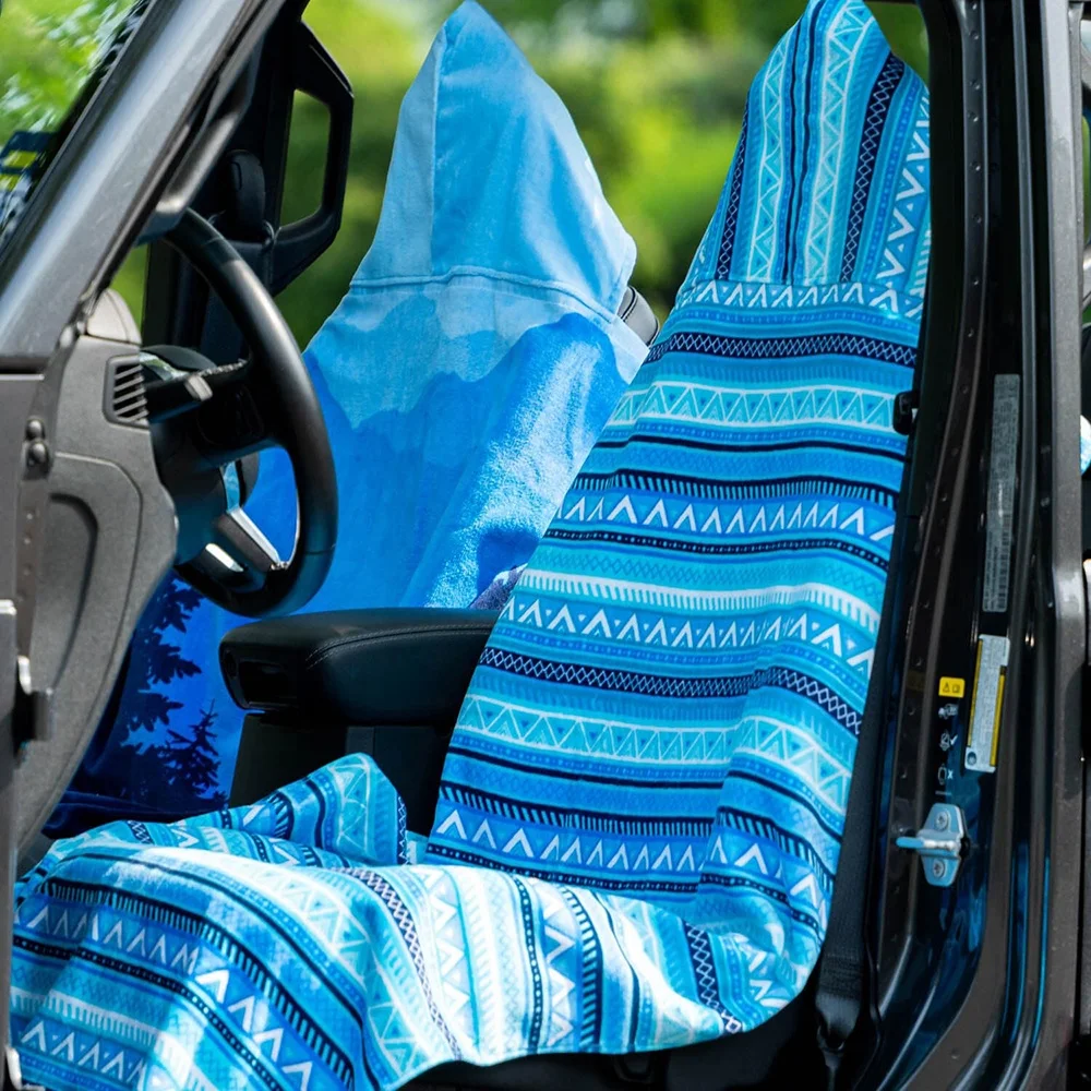 100% Cotton Digital Printing Car Seat Cover Multi-functional Hooded Beach Towels Super Absorbent Large Size Towel