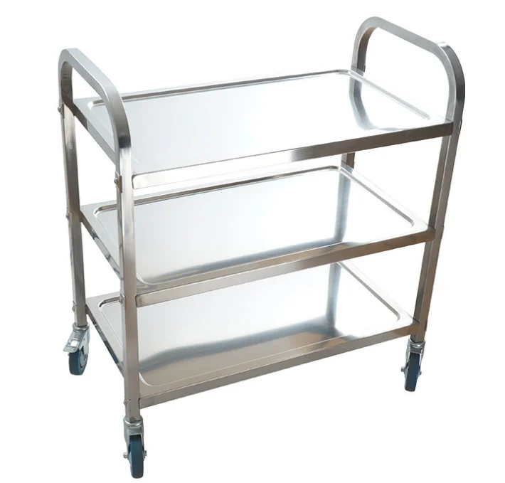 Easy Assemble 3 Tier Restaurant Service Stainless Steel Trolley Cart Food
